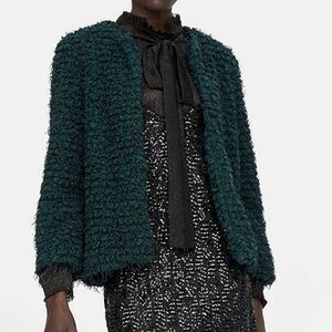 Zara Dark Teal Teddy Jacket